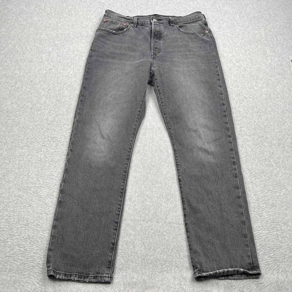 Levis 501 Premium Jeans Mens 32x30 Dark Gray Wash Straight Leg Button Fly Denim